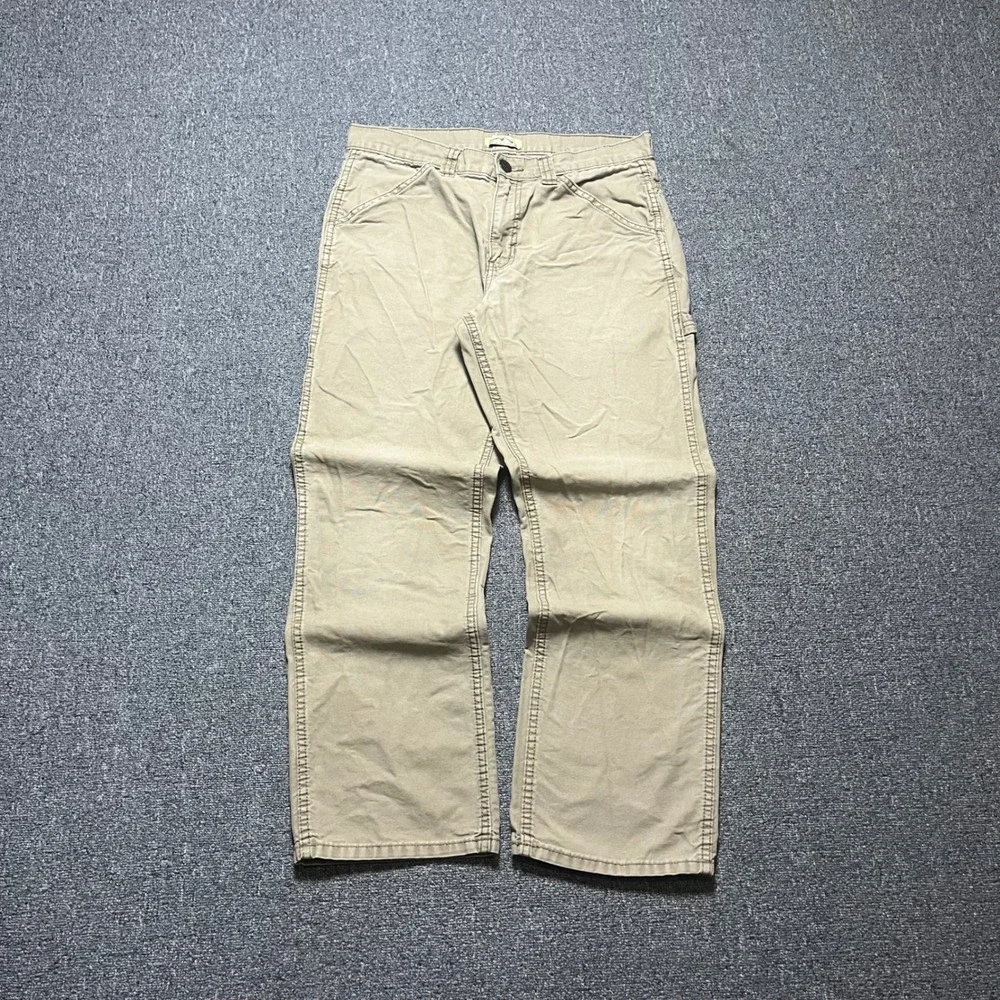 Blue Mountain Carpenter Pants 32x30 Tan Canvas Utility Workwear Trousers
